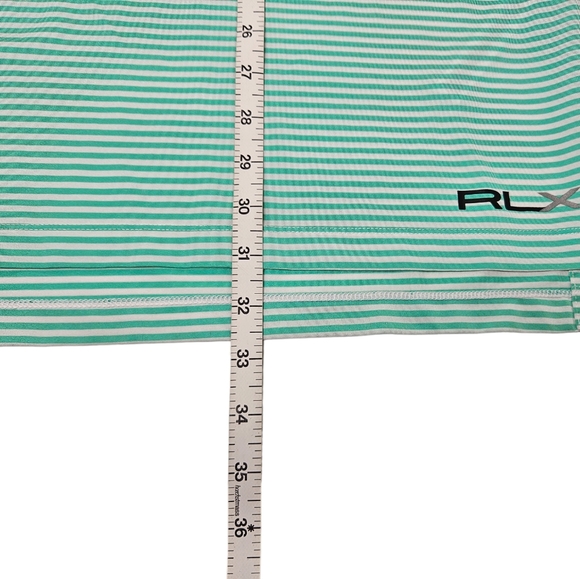 RLX Ralph Lauren Striped Polo Shirt Stretch Teal Green / White Striped Men's L - Picture 8 of 8